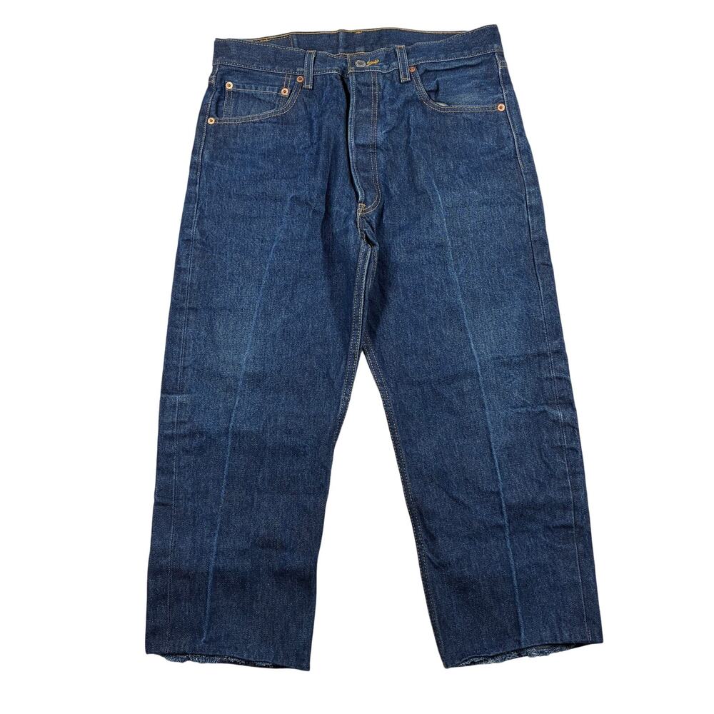 Vintage Levi's 501 Shrink to Fit Jeans 32x22 CHOPPED Crop Cut Off Denim